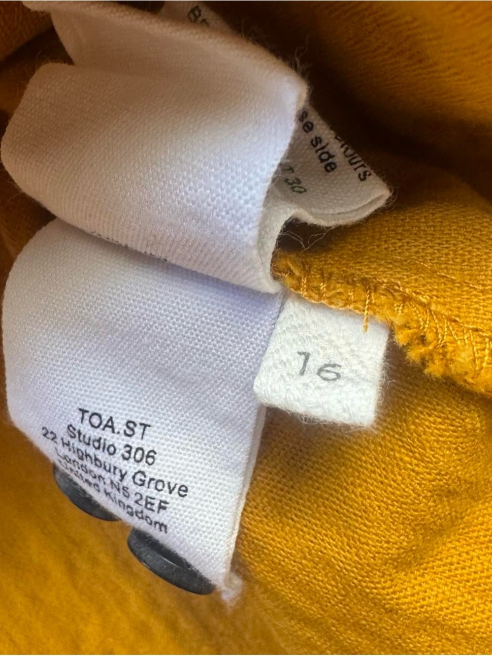 TOAST Womens Size 16 Mustard Yellow Corduroy Tunic Dress Long Sleeve Pocket Midi - Picture 4 of 7